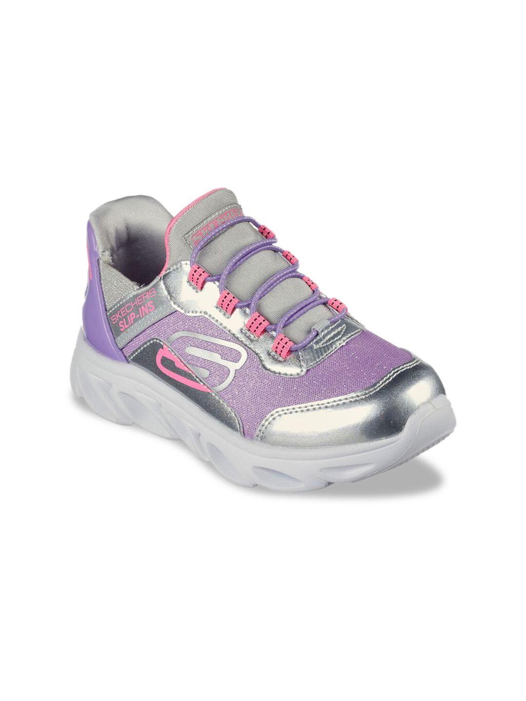 skechers girls grey printed sneakers