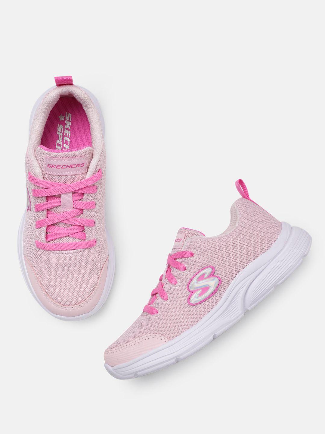 skechers girls pink wavy lites - blissful wish sneakers