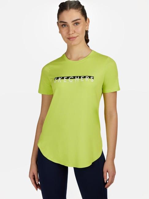 skechers green printed sports t-shirt