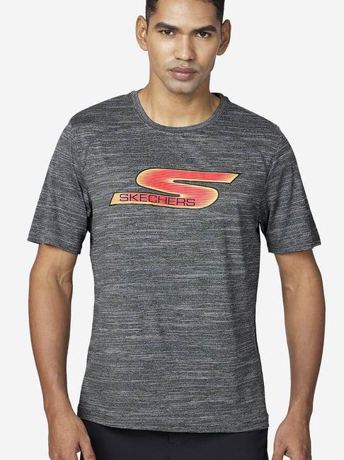 skechers grey regular fit printed t-shirt