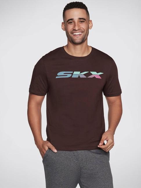 skechers maroon comfort fit printed crew t-shirt