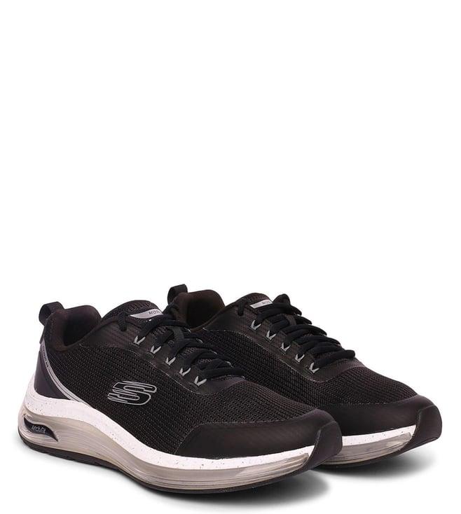 skechers men's black & white sneakers