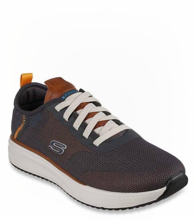 skechers men's crowder - destino charcoal black casual lace up shoe