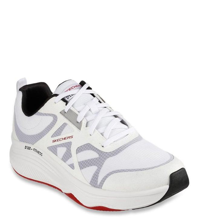 skechers men's d'lux fitness-box jump white black red sneakers