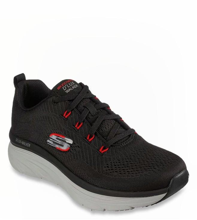 skechers men's d'lux walker - meerno black red casual lace up shoe