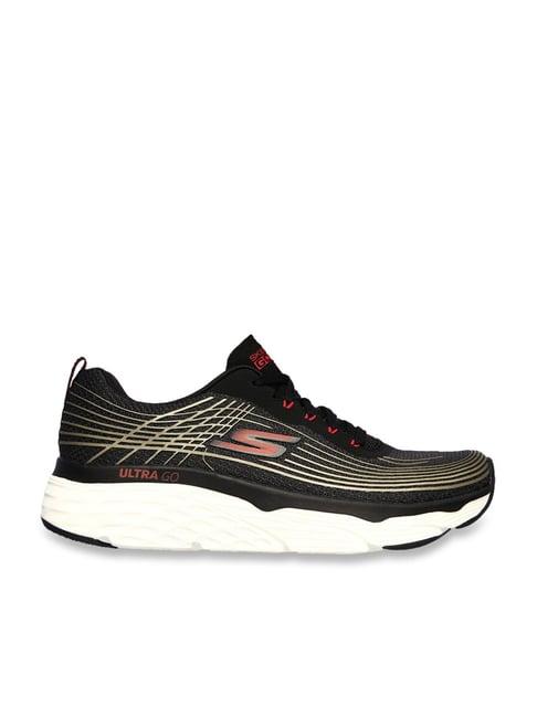 skechers men's max cushioning elite black gold running shoes