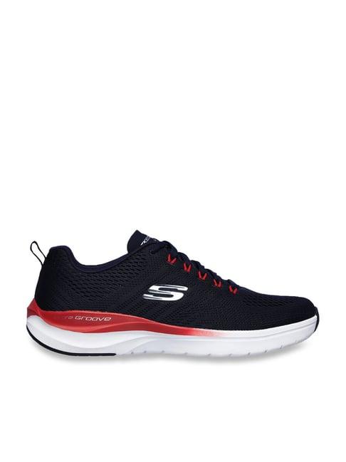 skechers men's ultra groove - templar navy red casual lace up shoe