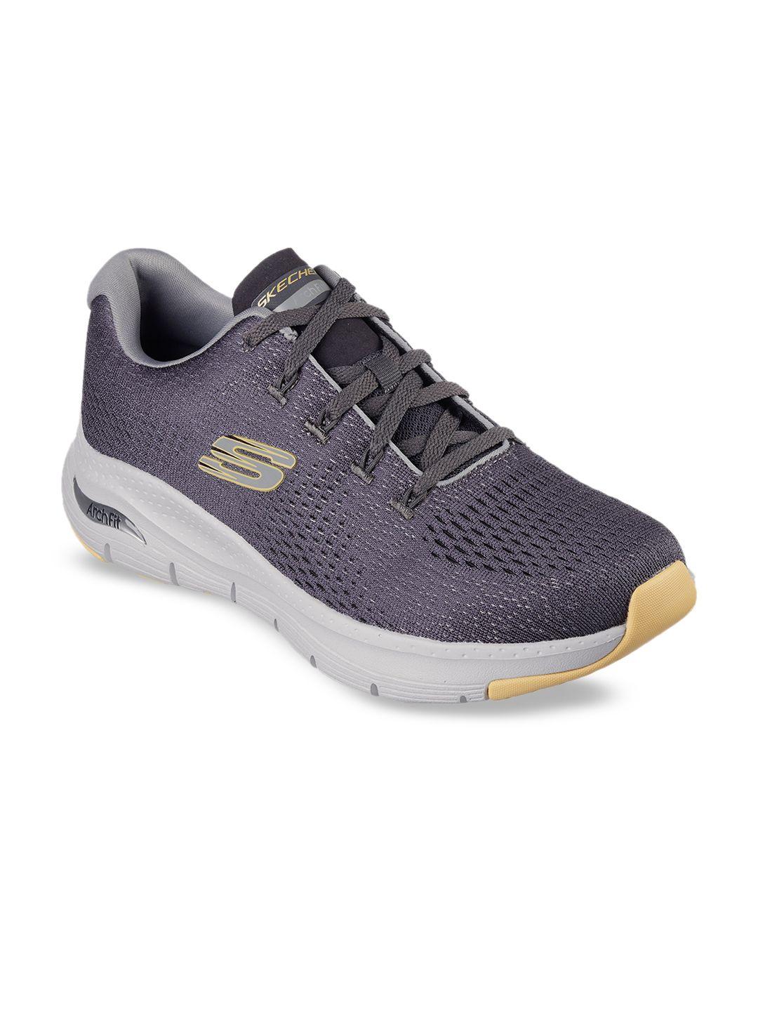 skechers men arch fit woven design lace-up casual sneakers