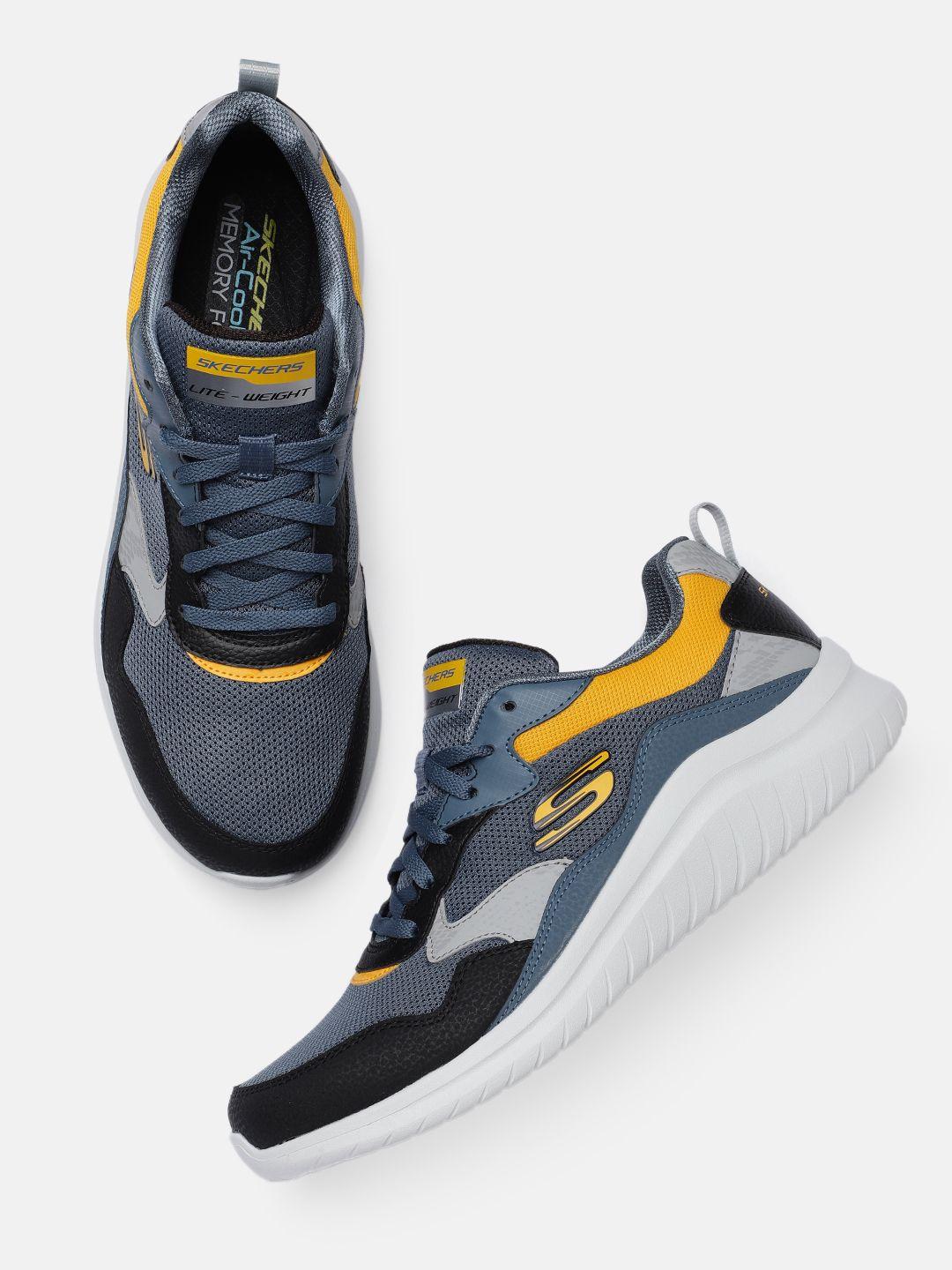 skechers men blue ultra flex 2.0-constant zeal colourblocked sneakers