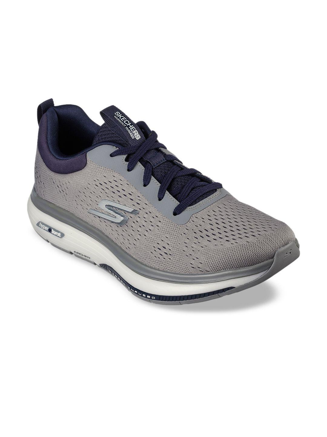 skechers men grey woven design sneakers