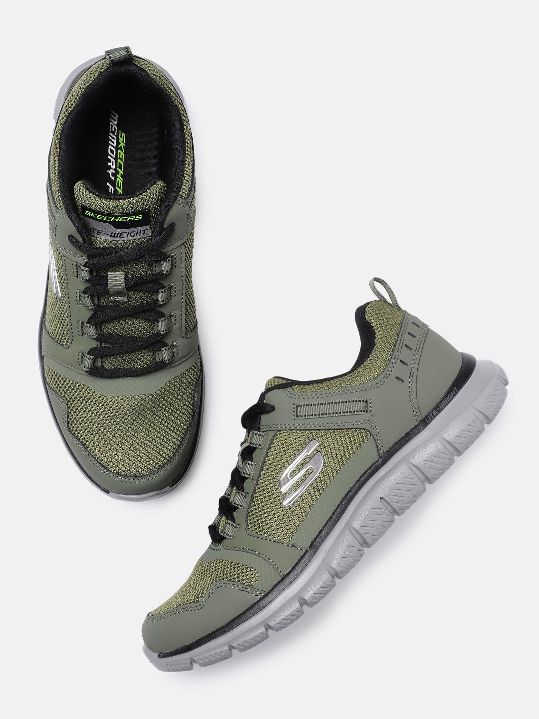 skechers men olive green track - knockhill sneakers