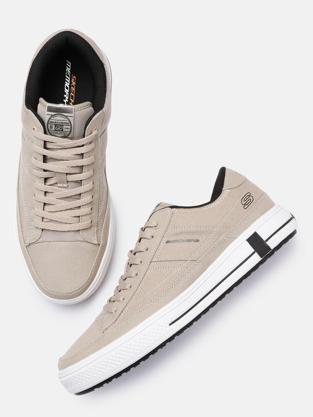 skechers men taupe-coloured arcade 3.0 canvas sneakers