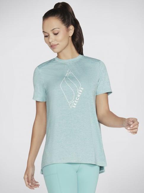 skechers mint green printed sports t-shirt