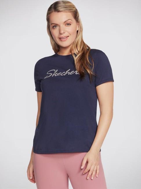 skechers navy printed sports t-shirt