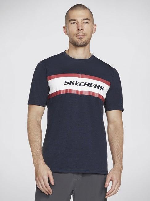 skechers navy regular fit printed t-shirt