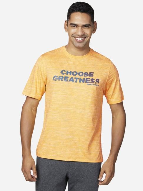 skechers orange regular fit printed t-shirt