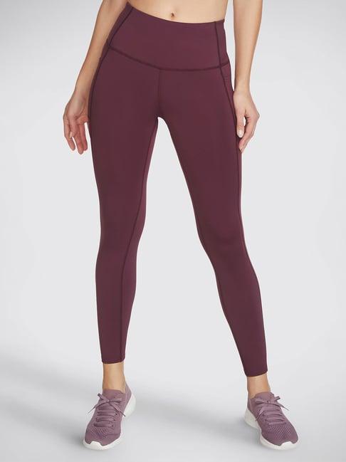 skechers purple mid rise sports tights