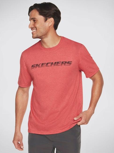 skechers red relaxed fit printed crew t-shirt