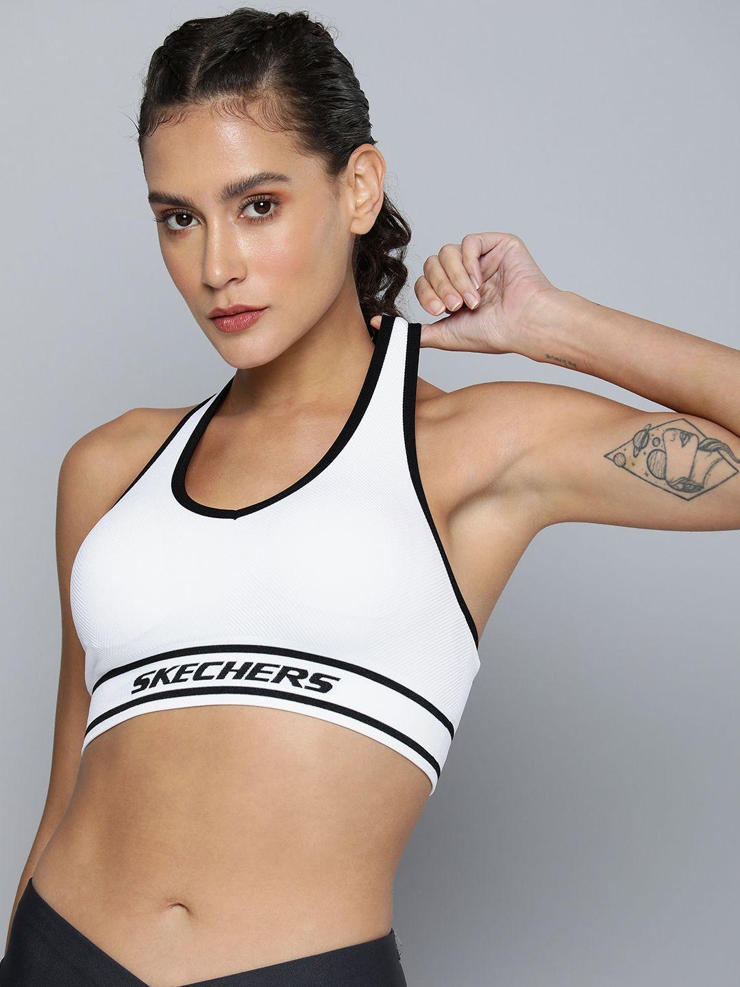 skechers solid full coverage lightly padded goknit seamless sports bra