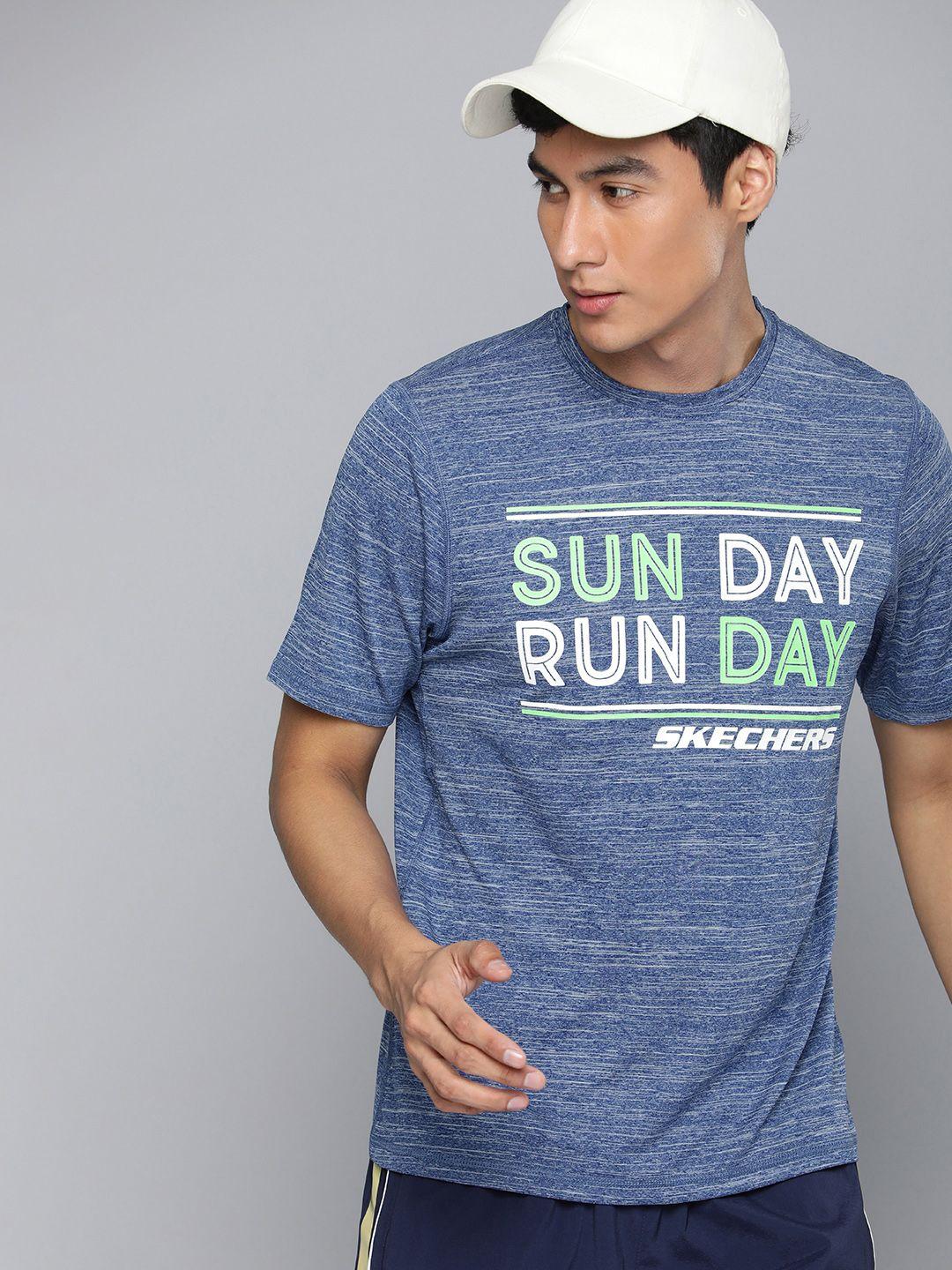 skechers typography printed sunday runday round-neck sports t-shirt