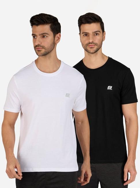 skechers white & black regular fit crew t-shirt - pack of 2