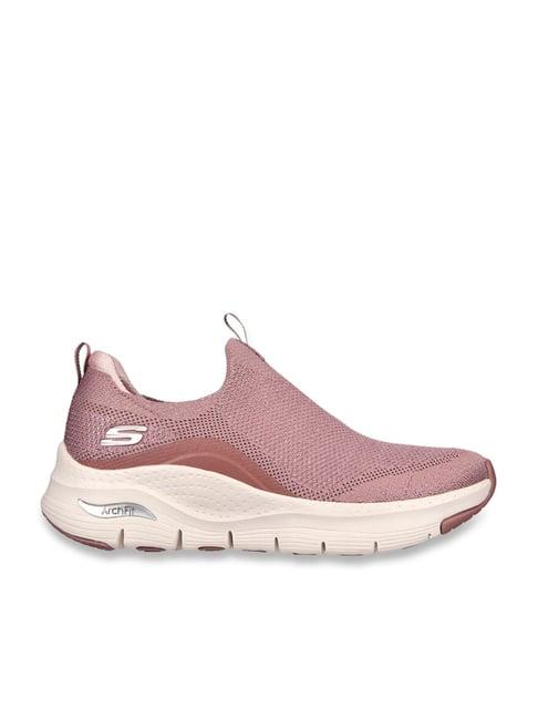 skechers women's arch fit-keep it up mauve casual slip on shoe