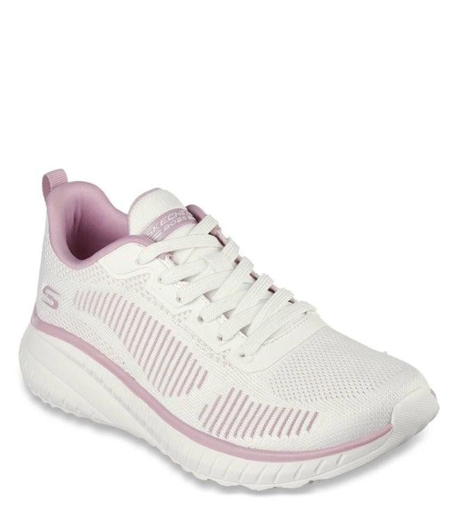 skechers women's bobs squad chaos white pink casual sneakers