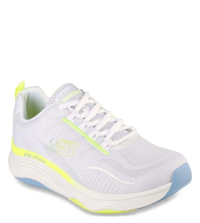 skechers women's d'lux fitness white multi casual lace up shoe