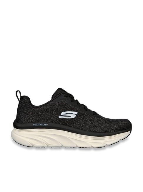 skechers women's d'lux walker-daily beauty black casual lace up shoe