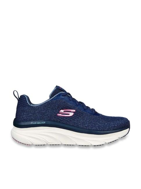 skechers women's d'lux walker-daily beauty navy casual lace up shoe