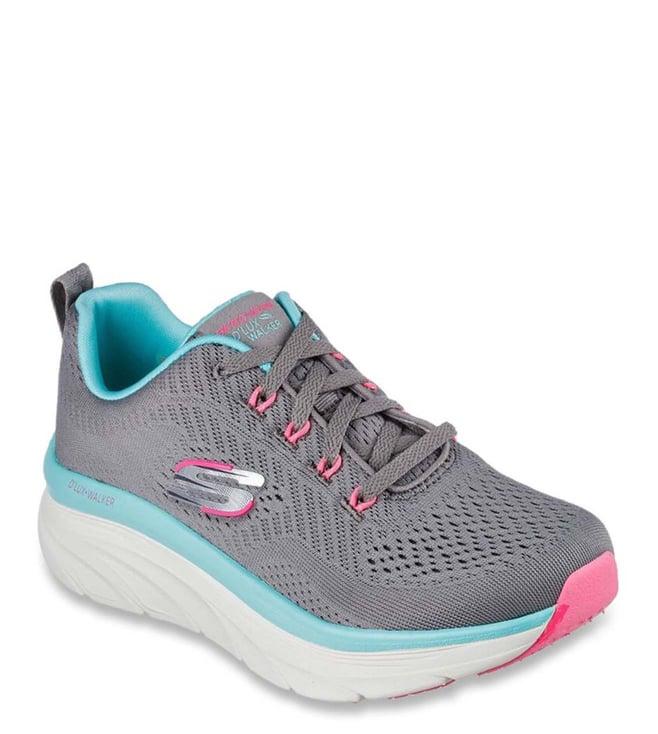 skechers women's d'lux walker-fresh finesse grey sneakers