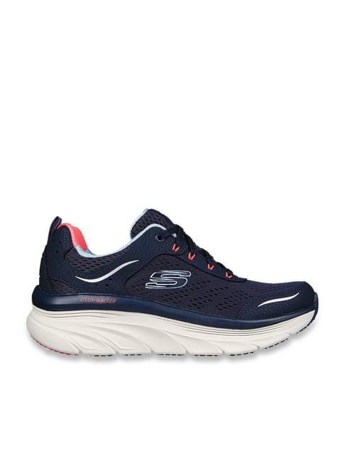 skechers women's d'lux walker-infinite motion navy coral casual slip on shoe