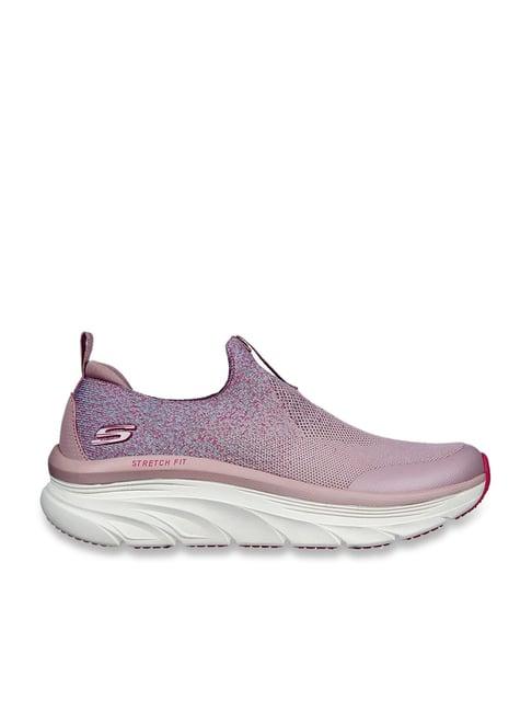 skechers women's d'lux walker-wrap party lavender multi casual slip on shoe