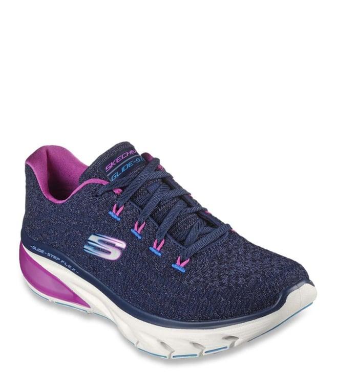 skechers women's glide-step flex air navy multi sneakers