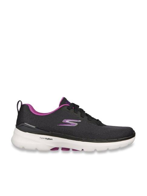 skechers women's go walk 6 - spring horizon black purple walking shoes