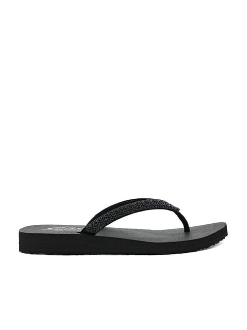 skechers women's meditation - x's and black thong sandals