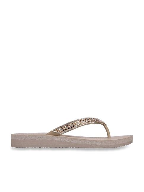 skechers women's meditation golden thongs sandals