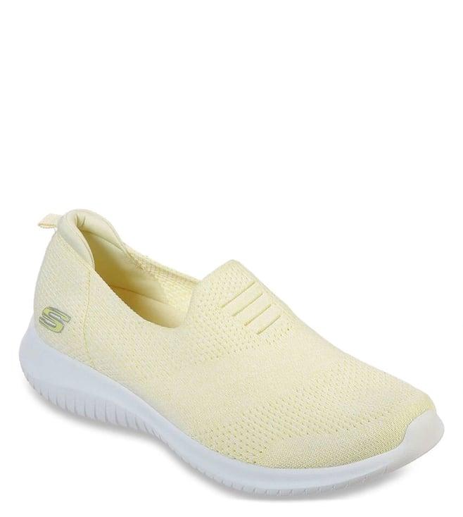 skechers women's ultra flex - harmonious yellow casual slip on shoe