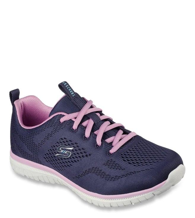 skechers women's virtue-kind favor navy lavender sneakers