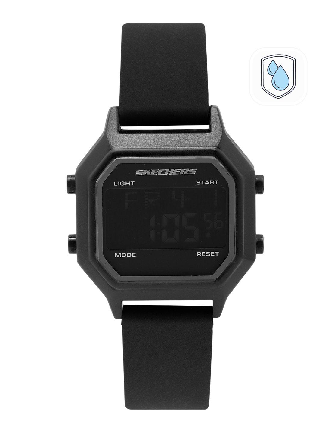 skechers women black faysmith digital watch sr6194