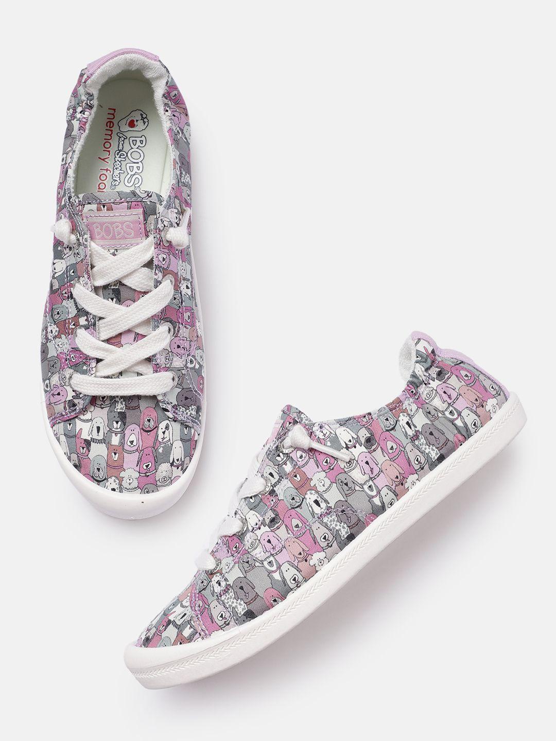 skechers women lavender printed beach bingo - dog house party sneakers