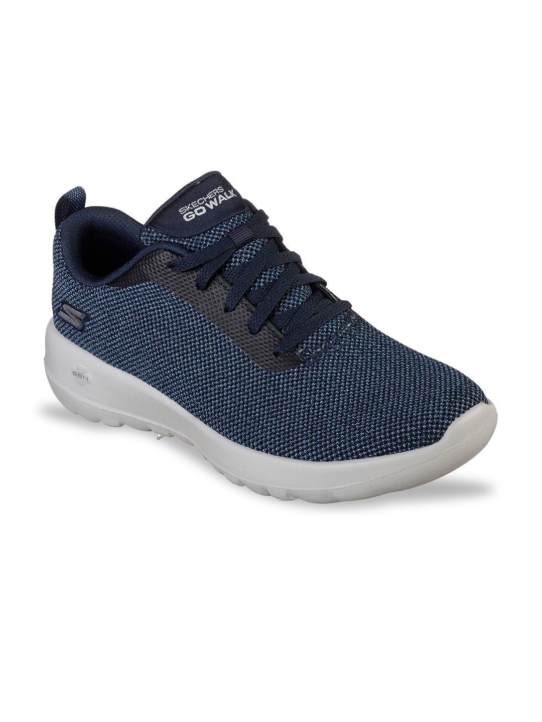 skechers women navy blue mesh walking go walk joy non-marking shoes