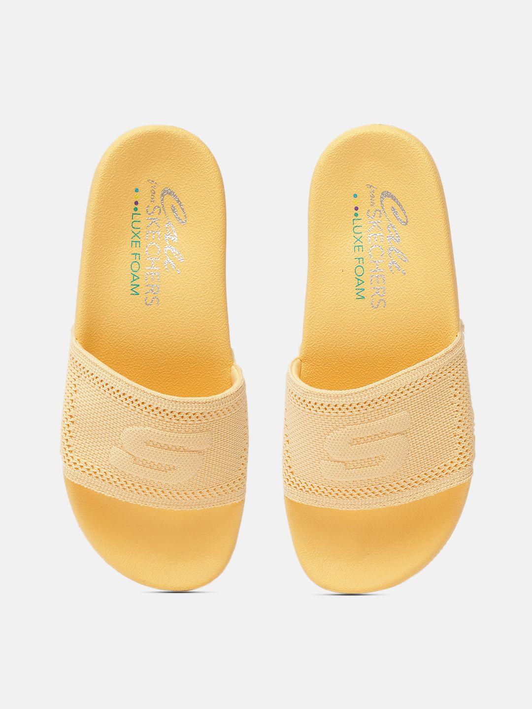 skechers women yellow pop ups - undisturbed sliders