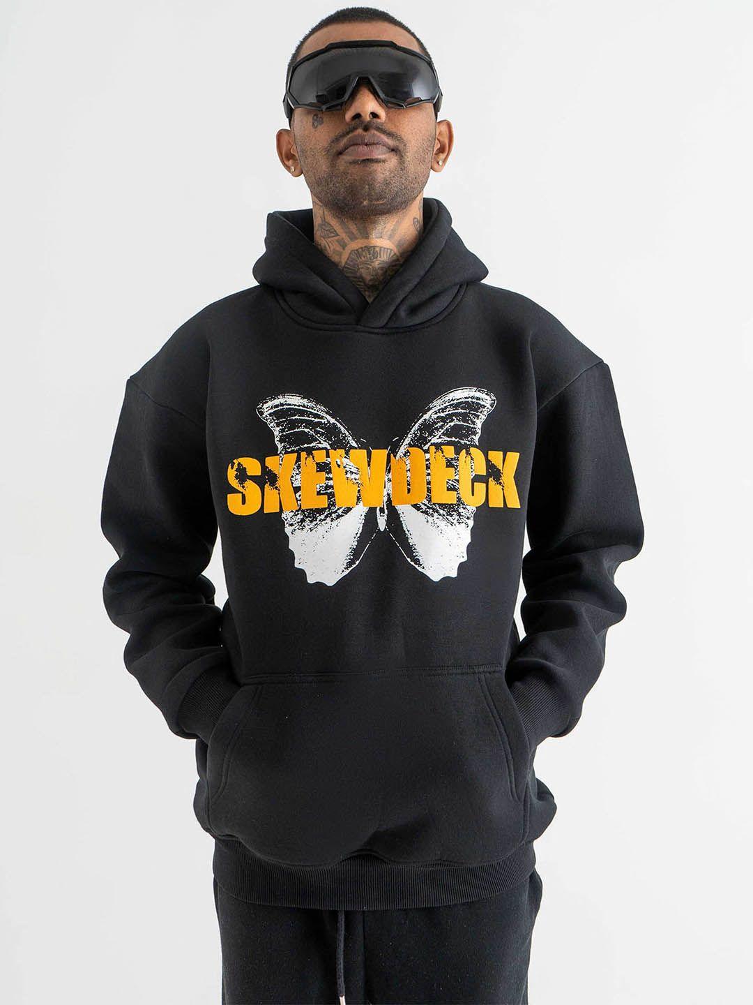 skewdeck private limited typography printed hooded cotton pullover