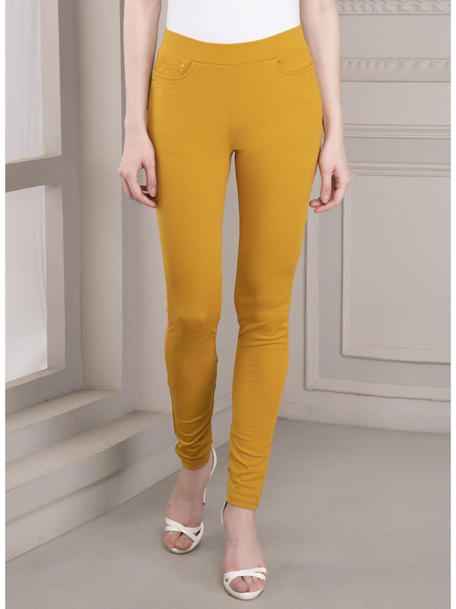 skin-fit mustard ankle length jeggings