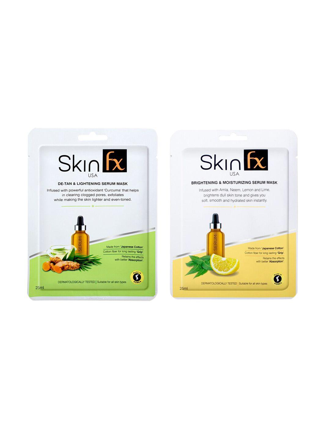skin fx unisex pack of 2 de-tan, lightening, brightening & moisturizing facial serum mask