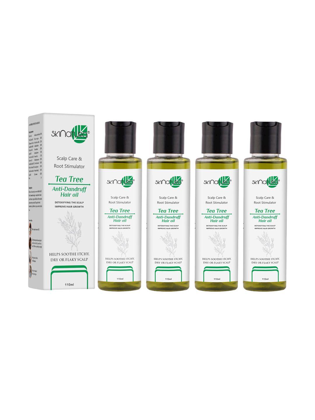 skinatura set of 4 tea tree anti-dandruff hair oil - 110ml each