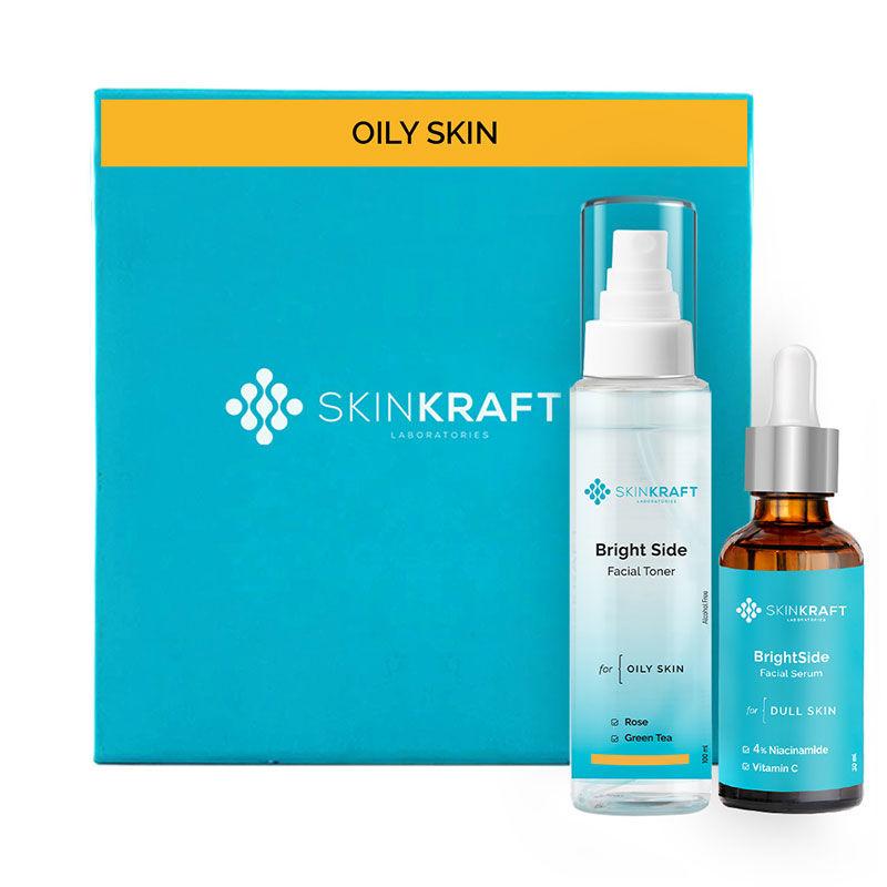 skinkraft face toner & face serum combo - for oily skin - brightening combo - pack of 2