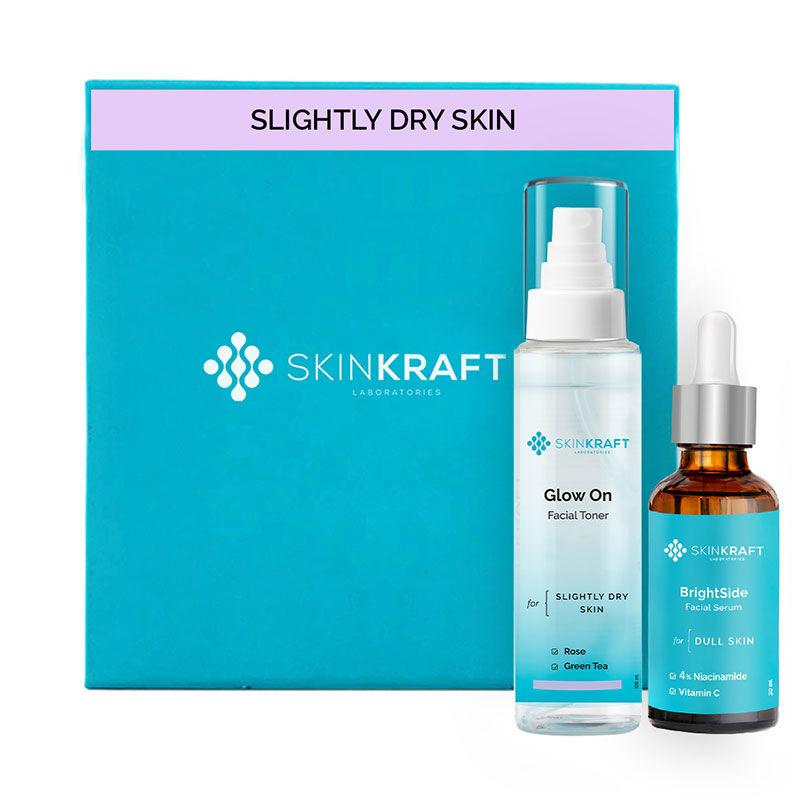 skinkraft face toner & face serum combo - slightly dry skin - brightening combo - pack of 2