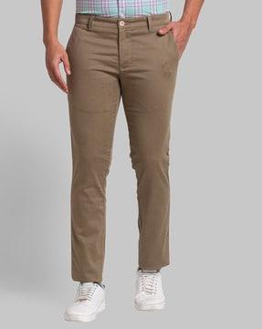 skinny fit flat front trousers